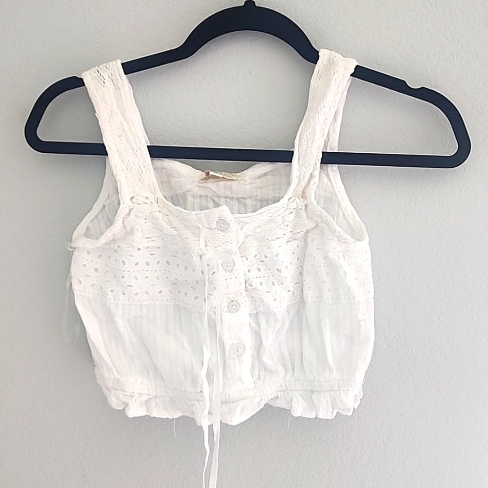 Nwot. Rebellion again white crochet crop top tank